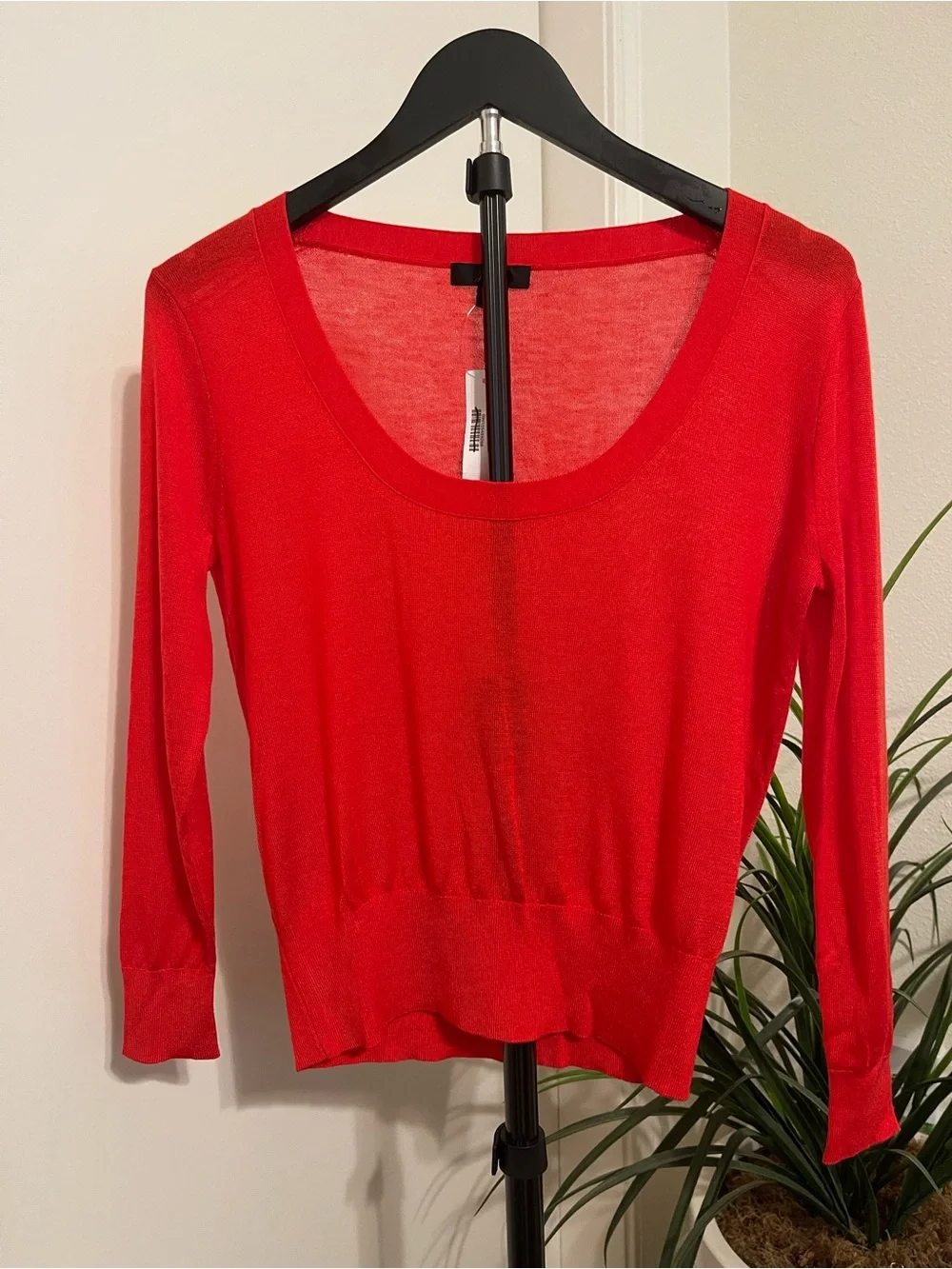 J. Crew Red Scoop Neck Knit Top
